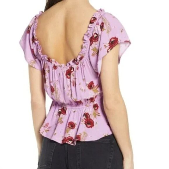 NWT ROW A Femme Flounce Sleeve Top - Picture 2 of 12